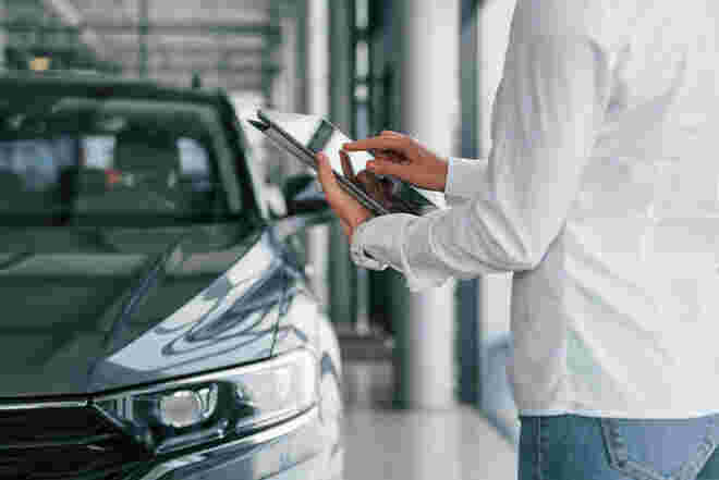 tablet used beside car
